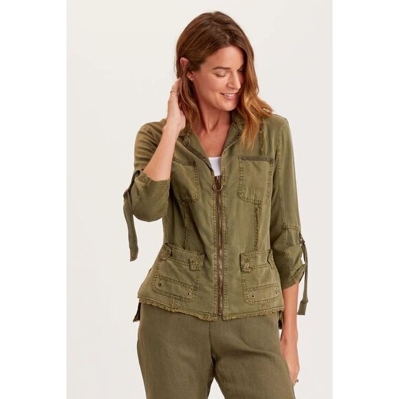 NWOT Anthropologie XCVI Military Green Utility Raphael Blazer - Combu Pigment si - Picture 1 of 15